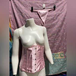 Pink underbust corset with matching g-string